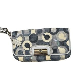 Vintage Y2K Coach Kristen op art sequin clutch